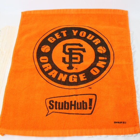 SAN FRANCISCO GIANTS GET YOUR ORANGE ON 2012 RALLY TOWEL STUBHUB SGA PRO TOWELS - Picture 2 of 9